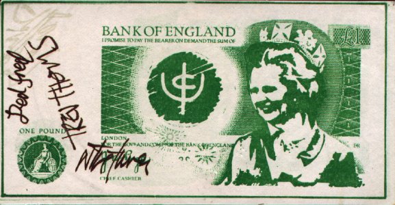 [Signed banknote]