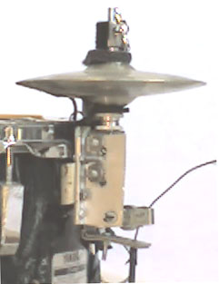 mini hi-hat normal position closed - pedal opens (mounted on 'snare' drum)