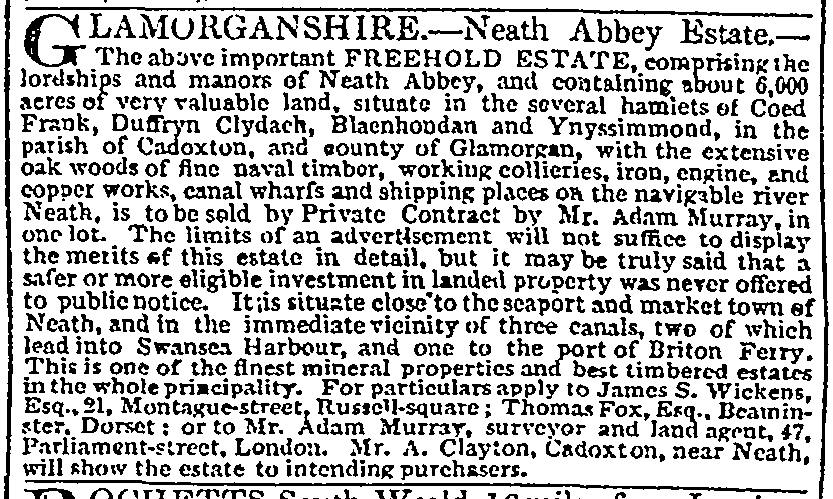 Neath Abbey Estate Sale Advertisement