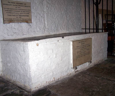 Mary Gilborn's tomb in the crypt of the church in the Tower of London