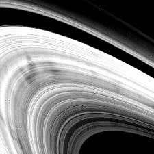 Close-up of Saturn's rings by Voyager 2