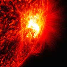 A large solar flare captured by NASA's Solar Dynamics Observatory (SDO)
