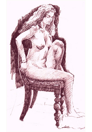  pencil; seated female nude/