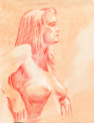  pencil; nude female protrait/