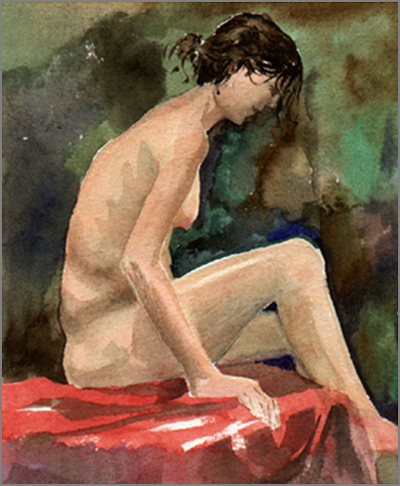 painting; seated female nude/