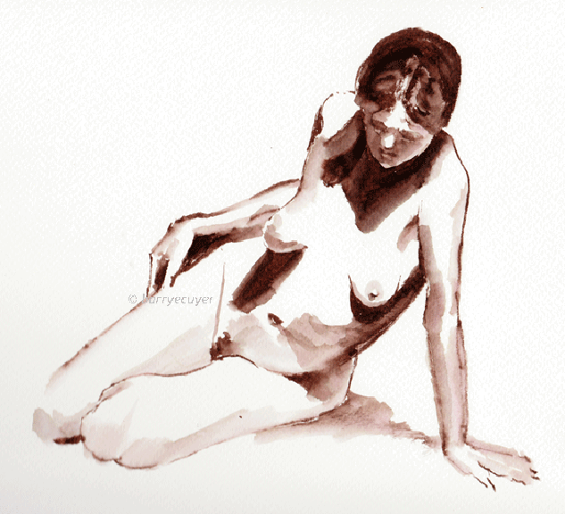 kneeling nude woman