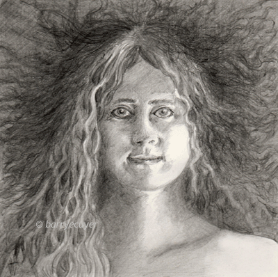 drawing portrait of young woman/