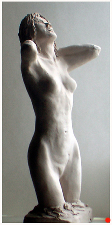 small 3/4 length standing nude figure of girl./