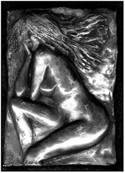  plaque cast polymer plaster; young woman/