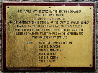 Plaque in memory of the Crew of Whitley N1440 of No 19 OTU.