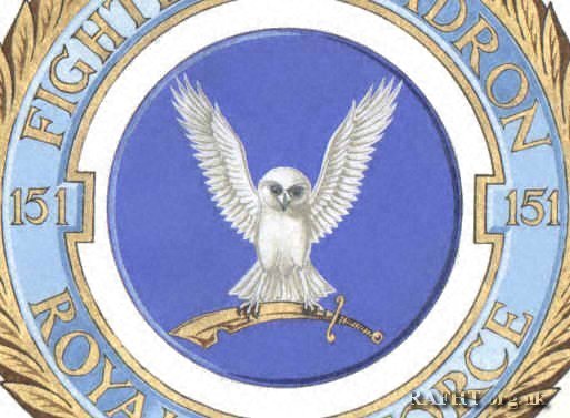 Detail on 151 Sqn Badge, Crown Copyright, & M Denton 1998, 1999, Large Image and slow to Load.