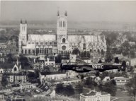 Lincoln bomber flying below Lincoln Cathedral, May 1947