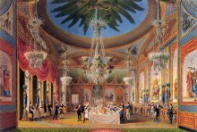 Banqueting Room at the Royal Pavilion, from Views of the Royal Pavilion by John Nash (1826)